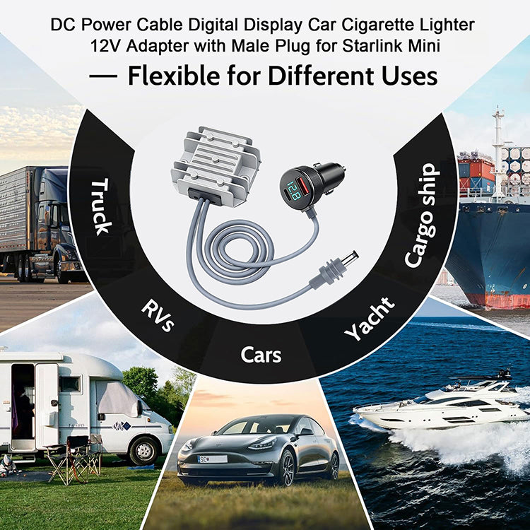 Starlink Mini Car Charger Adapter – 12V/24V to 30V Boost Converter with Digital Voltage Display