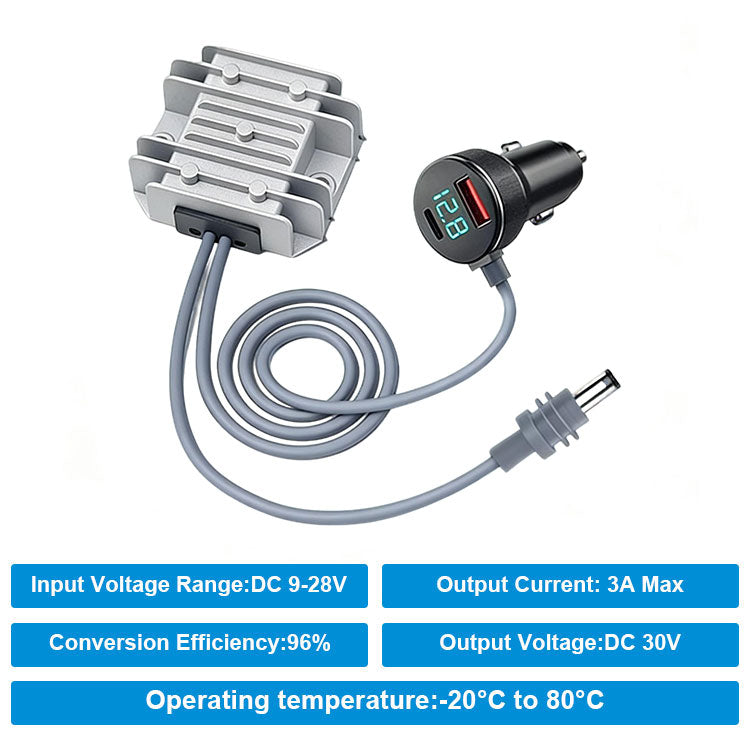 Starlink Mini Car Charger Adapter – 12V/24V to 30V Boost Converter with Digital Voltage Display