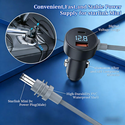 Starlink Mini Car Charger Adapter – 12V/24V to 30V Boost Converter with Digital Voltage Display