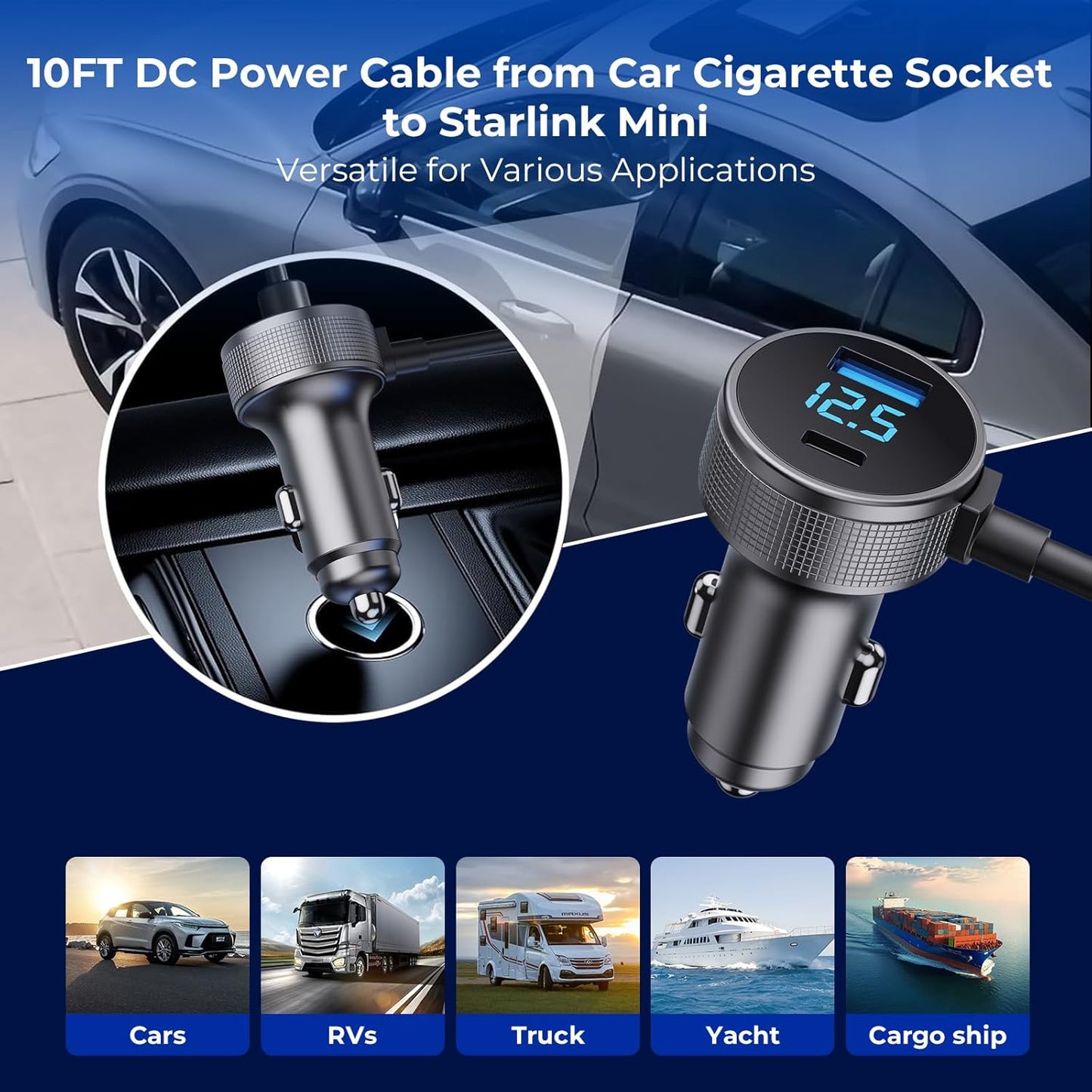 Starlink Mini Cable | 3 in 1 Starlink Mini Car Charger