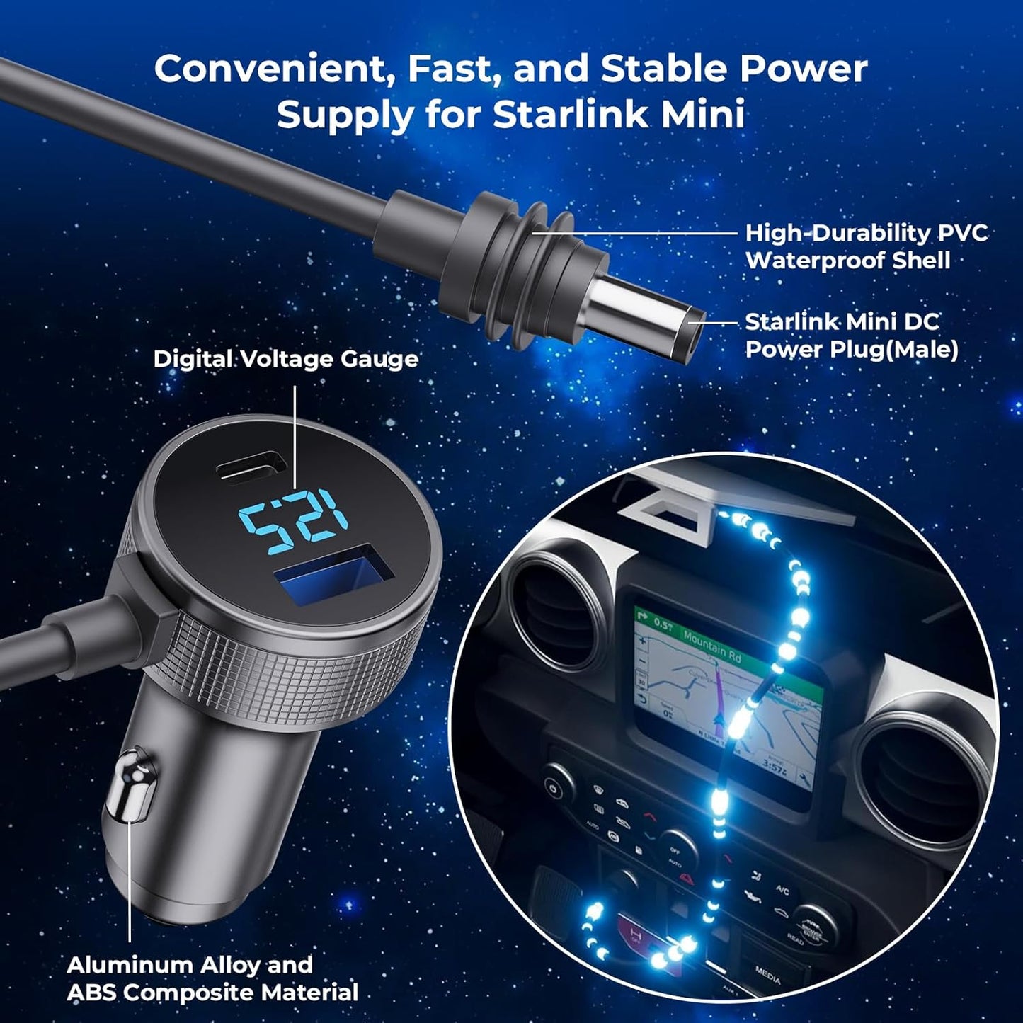 Starlink Mini Cable | 3 in 1 Starlink Mini Car Charger