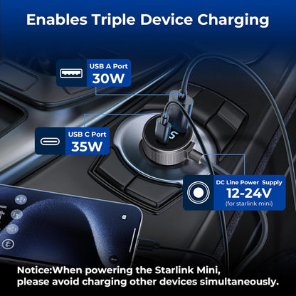 Starlink Mini Cable | 3 in 1 Starlink Mini Car Charger
